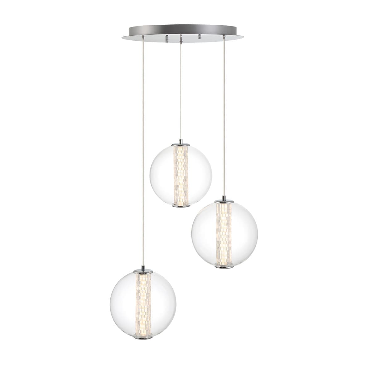 Atomo 3 Light Chandeliers In Chrome — view 2