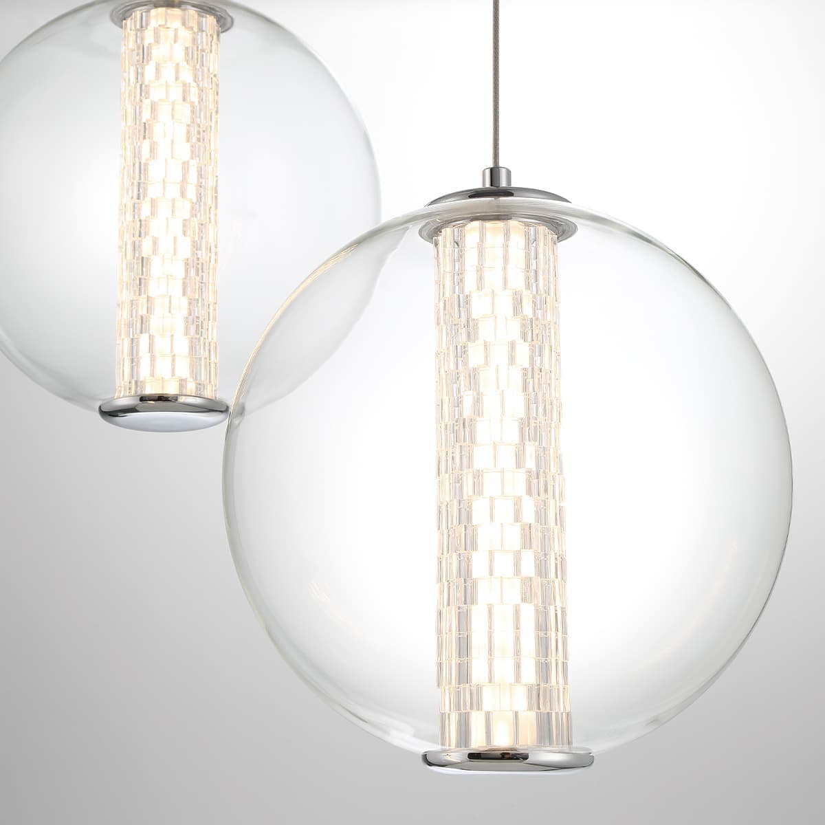 Atomo 3 Light Chandeliers In Chrome — view 3