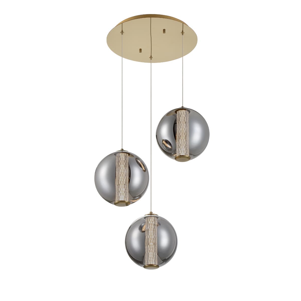 Atomo 3 Light Chandeliers In Gold