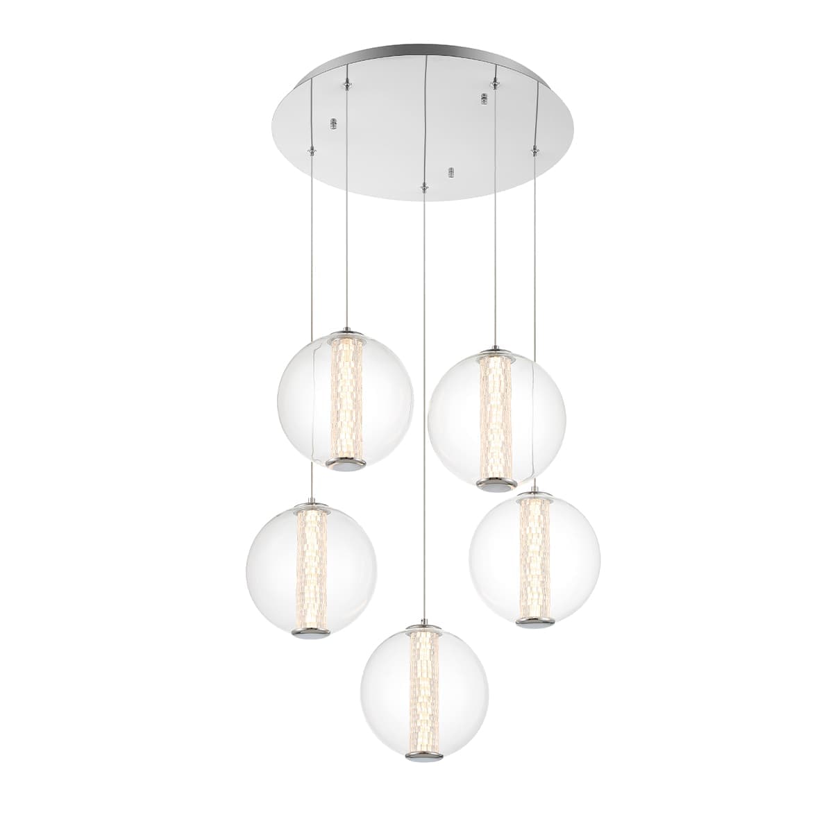 Atomo 5 Light Chandeliers In Chrome — view 2