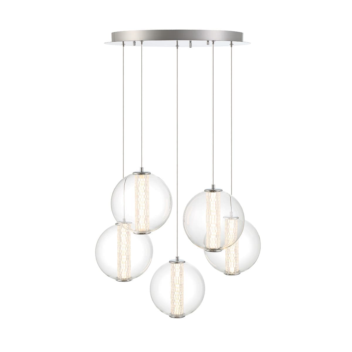 Atomo 5 Light Chandeliers In Chrome — view 3