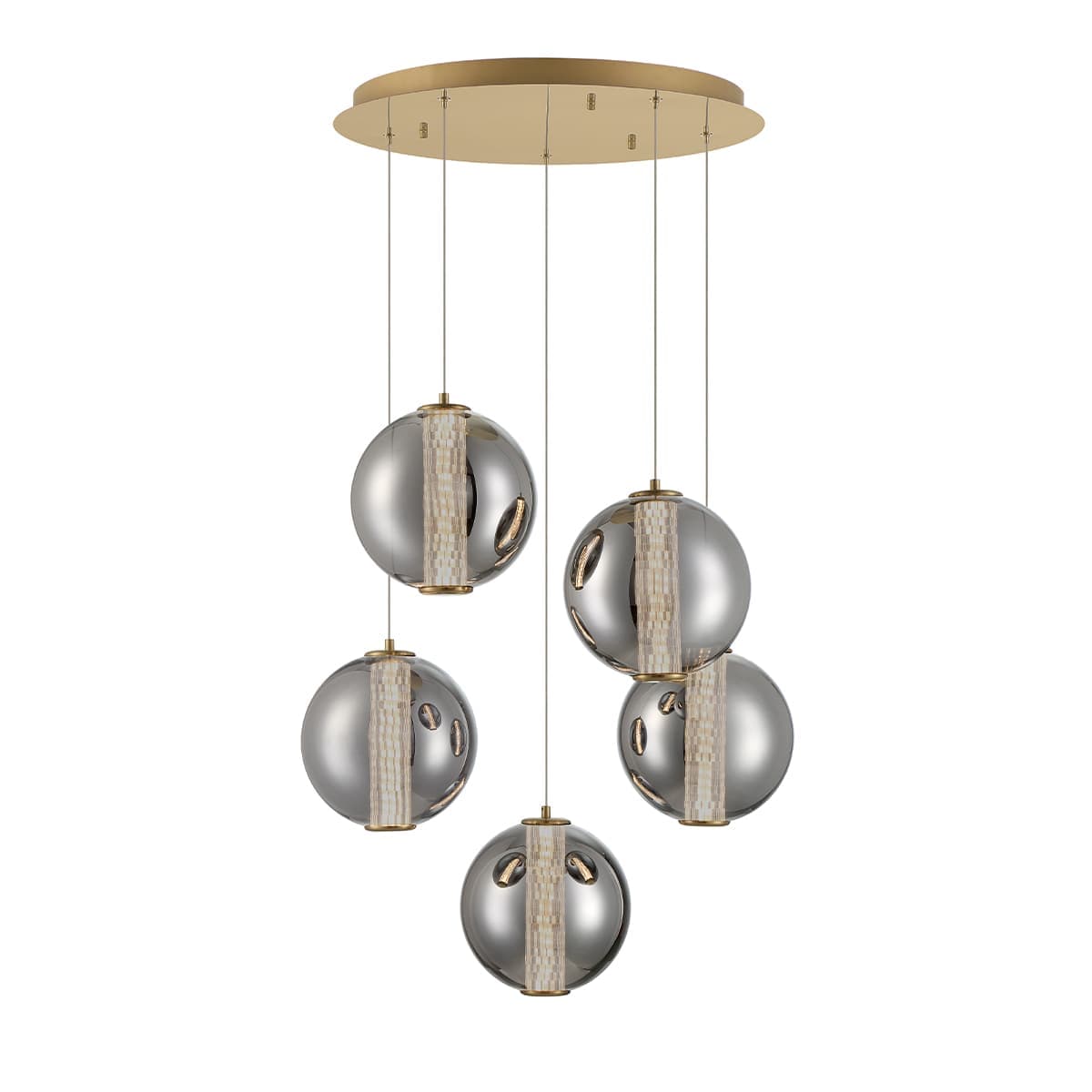 Atomo 5 Light Chandeliers In Gold