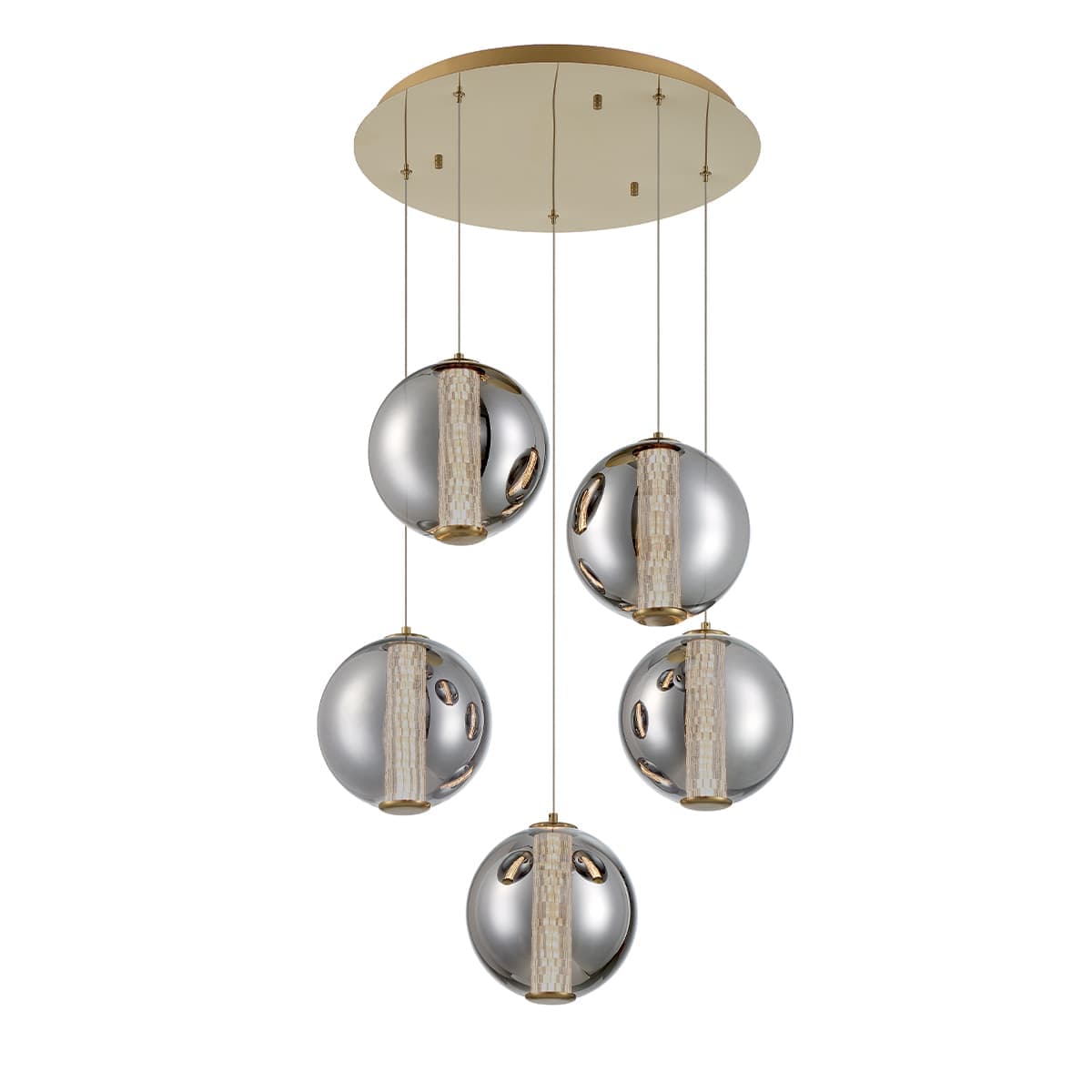 Atomo 5 Light Chandeliers In Gold — view 2