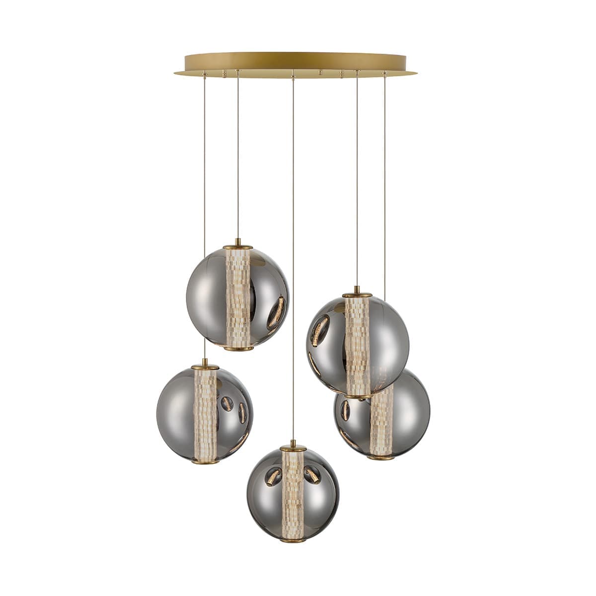 Atomo 5 Light Chandeliers In Gold — view 3